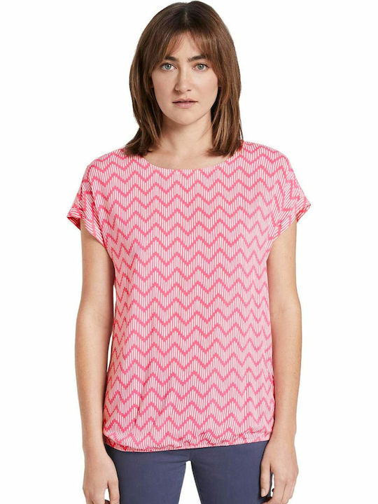 Tom Tailor Women's Summer Blouse Short Sleeve Pink 1016181-21301