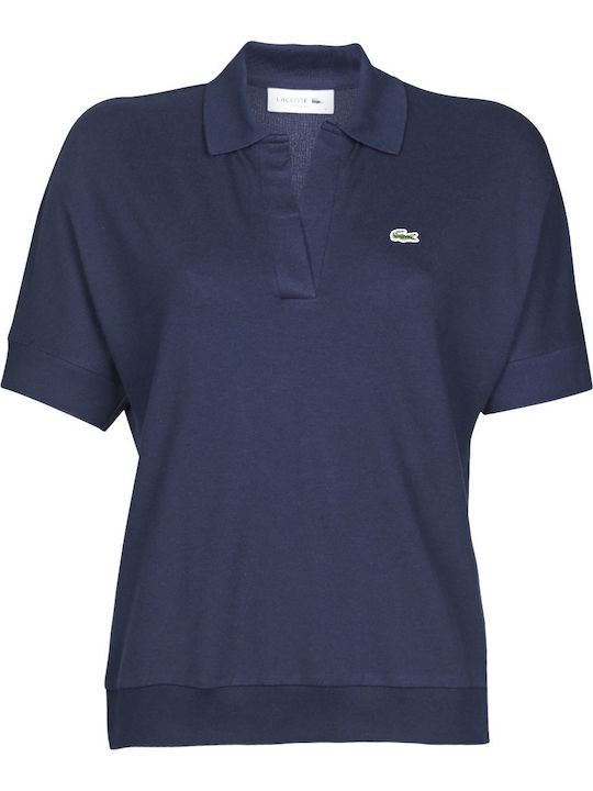 Women's Polo Blouse Short Sleeve Navy Blue