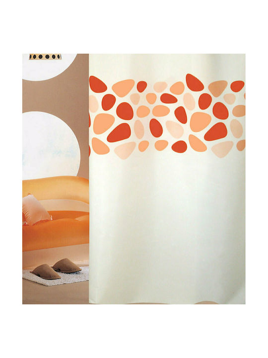 San Lorentzo Pebbles Fabric Shower Curtain 180x180cm Orange 1945 ORA