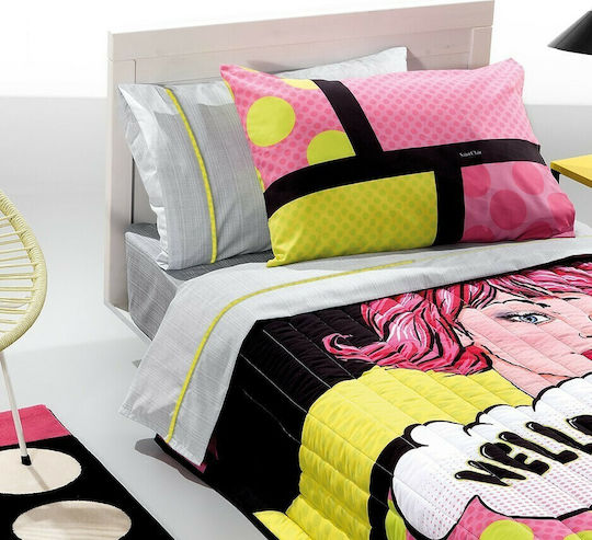 Saint Clair Детско покривало Единично Pop Art Розов 160x220cm Saint Clair Детско покривало Единично Pop Art Розов 160x220cm