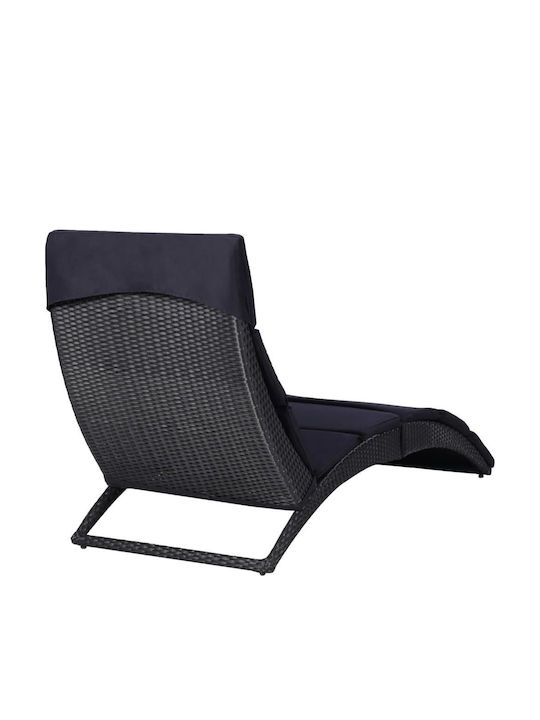 Ξαπλώστρα Rattan με Μαξιλάρι Μαύρη 162x64x86εκ.
