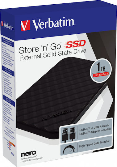 Verbatim Store 'n' Go SSD USB 3.2 1TB 2.5" Μαύρο