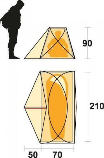 Ferrino Tent Solo Camping Tent Igloo Orange with Double Cloth 4 Seasons for 1 Person Waterproof 3000mm 210x70x90cm