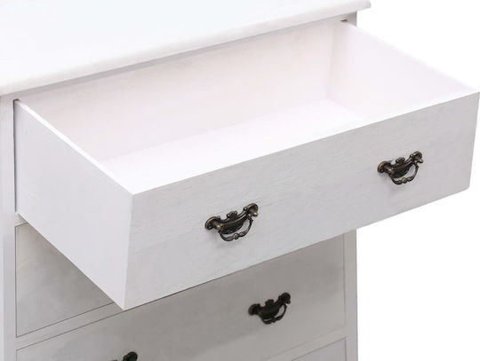 Chest of Drawers of Solid Wood with 4 Drawers White 60x30x75cm