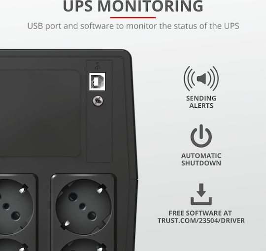 Trust Paxxon UPS (VFD) Off-Line 1000VA with 4 Schuko AC Outlets