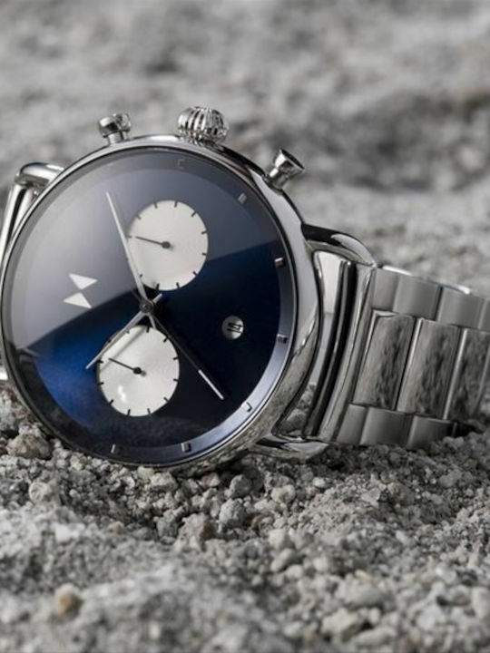 MVMT Revolver Opar Ανδρικό Ρολόι 41mm Μπαταρίας με Ασημί Μεταλλικό Μπρασελέ