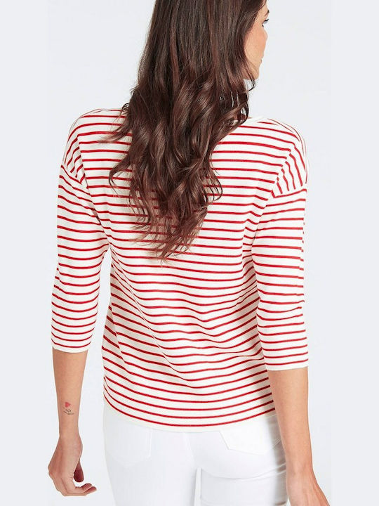 Guess Women's Blouse Long Sleeve Striped Red