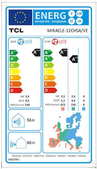 TCL Miracle II Klimaanlage Inverter 12000 BTU A+++ / A++ mit WiFi und 4D Luftstrom