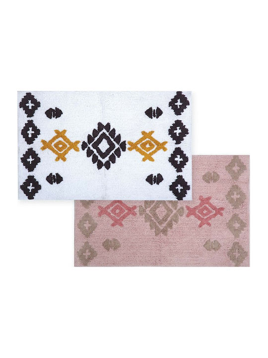 Nef-Nef Homeware Non-Slip Bath Mat Cotton Perez 025763 White 60x90cm