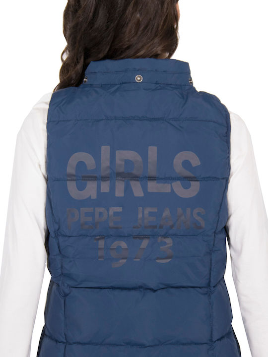 Amy Kinder Gesteppt Ärmelloses Kurzes Kinderjacke mit Kapuze Blau