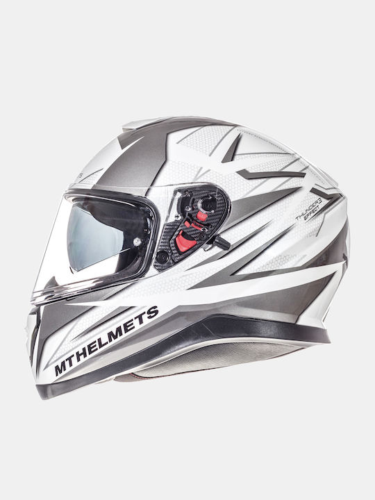 MT Thunder 3 SV Effect Gloss Perlmutt Weiß Silber Anthrazit Motorradhelm Vollgesicht ECE 22.05 mit Sunvisor