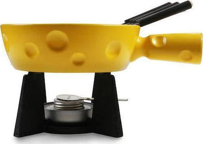 Boska Holland Super Cheesy Porcelain Fondue Pot with Tea Light for 6 Persons Yellow 28.5x21x20cm