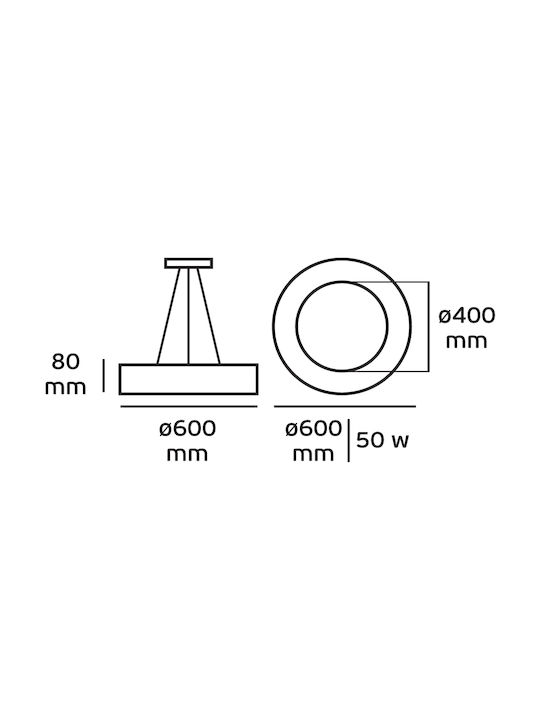 VK Lighting VK/04243PE/AN/W/60 Висящо Осветително тяло LED с Топло Бяло Светлина Бял