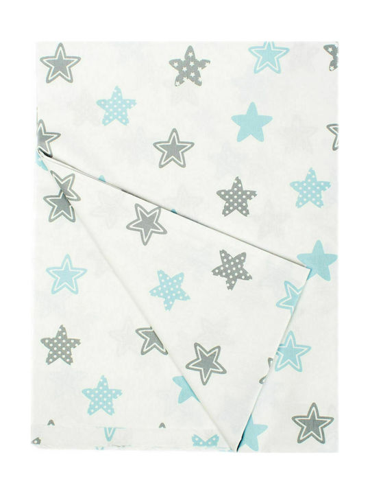 Dimcol Star Baby Sheet Cradle Cotton Light Blue 80x110cm