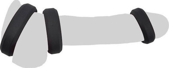 Nanma Three Cock & Ball Silicone Rings Set Cock Rings Schwanz Schwarz 3Stück
