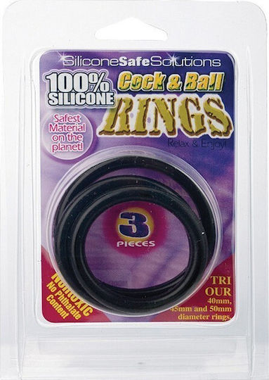 Nanma Three Cock & Ball Silicone Rings Set Cock Rings Schwanz Schwarz 3Stück