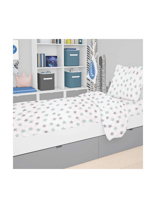 Dimcol Star Бебешки Чаршаф За Количка Памук с ластик Зелен 70x140бр