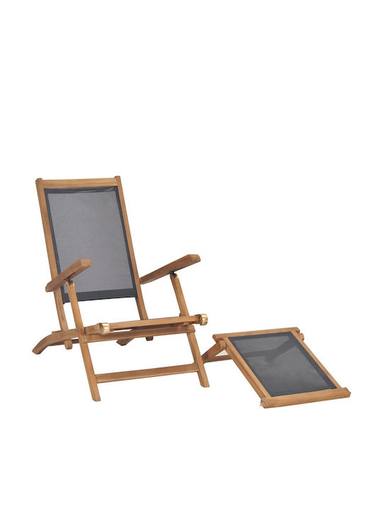 Deckchair Wooden with Textilene Fabric Brown 152x60x90cm.