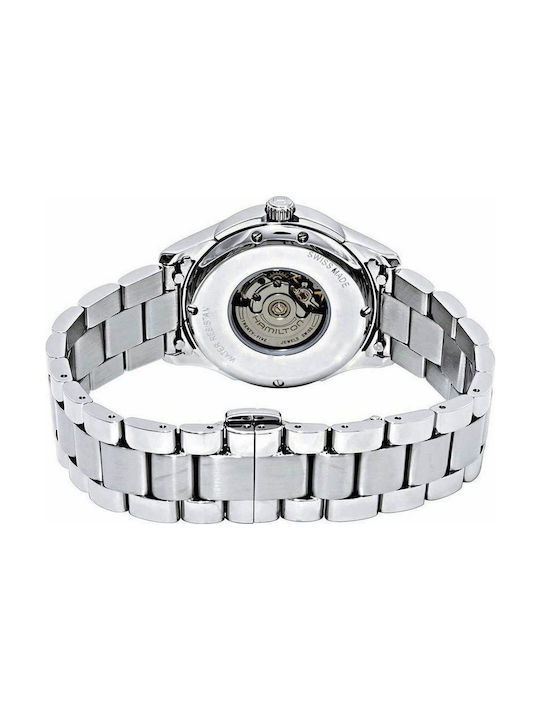 Hamilton Jazzmaster Crystals Automatic Γυναικείο Ρολόι 34mm Αυτόματο με Ασημί Μεταλλικό Μπρασελέ