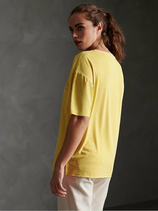 Superdry Canyon Essential Pocket Women's Oversized T-shirt Yellow