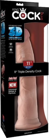 King Cock Triple Density Реалистично дилдо Със смукателна чашка Светлина 28см