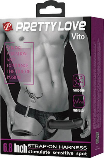 Pretty Love Vito Harness με Dildo 17.3cm και Δόνηση σε Μαύρο Χρώμα