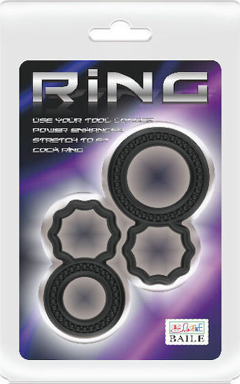 Baile Ring Set Set Ringe Schwanz Silikon Schwarz 2Stück BI-210172