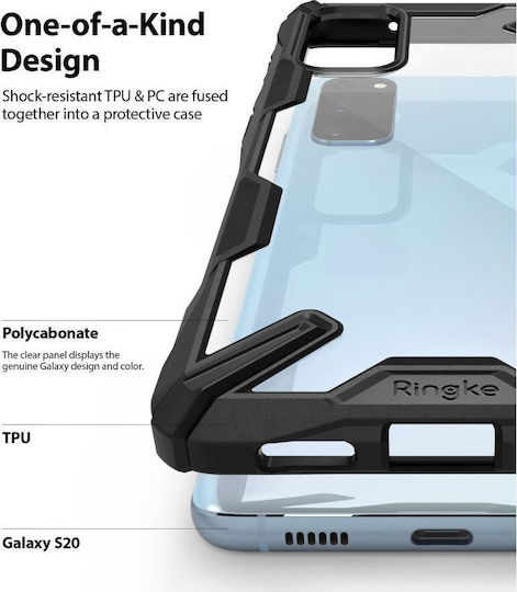 Ringke Fusion-X Back Cover Σιλικόνης 2mm με Λουράκι Μαύρο (Galaxy S20)