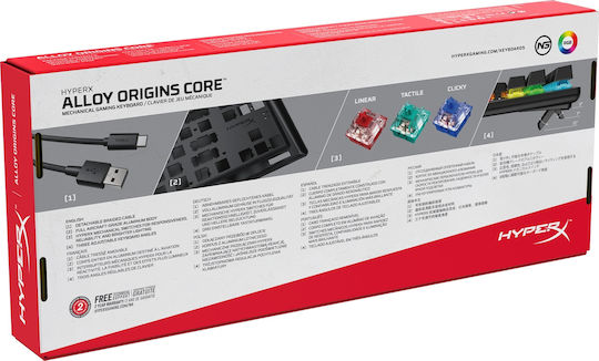 HyperX Alloy Origins Core Gaming Mechanical Keyboard Tenkeyless with HyperX Aqua switches and RGB lighting (English US)
