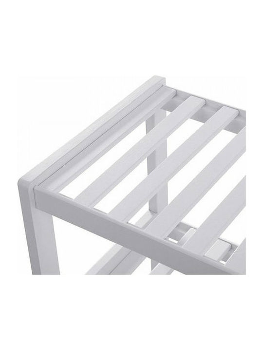 Bamboo Shoe Organizer with 3 Shelves White 70x26x55cm