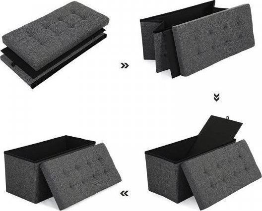Stool Bench Stool With Storage Space Upholstered with Fabric Gray 76x38x38cm