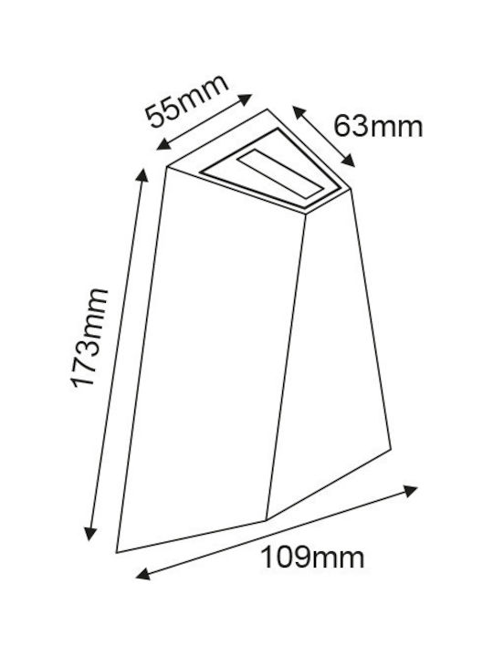Aca Geo Wall-Mounted Outdoor Lighting LED IP65 6W with Warm White Light Double Beam 10.9x6.3x17.3cm