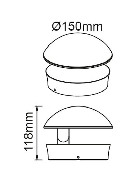 Aca Gabi Επιτοίχια Εξωτερική Πλαφονιέρα LED IP54 13W με Θερμό Λευκό Φως