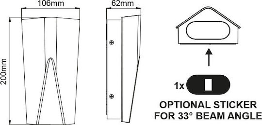 Aca Noza Wall-Mounted Outdoor Ceiling Light LED IP65 11W with Warm White Light Double Beam 10.6x6.2x20εκ.