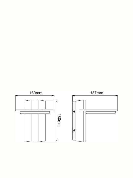 Aca Wall-Mounted Outdoor Ceiling Light LED IP65 13W with Warm White Light 16x18.7x18εκ.