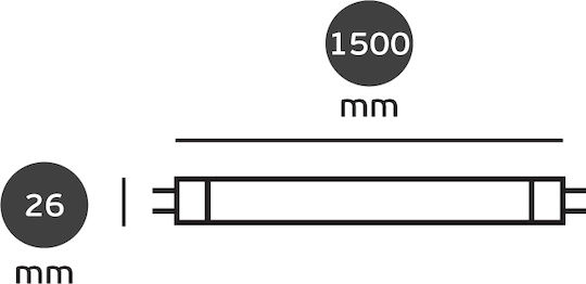 VK Lighting LED-Lampe 25W Röhrenform 150cm für Fassung G13 und Form T8 Naturweiß 2530lm