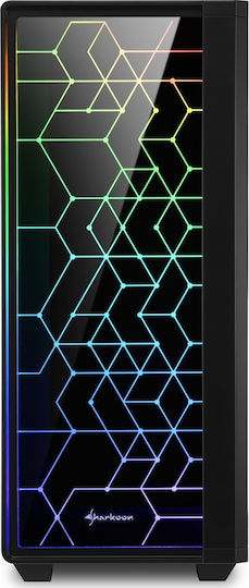 Sharkoon RGB-Beleuchtung 100 Gaming Midi-Turm Computergehäuse mit Seitenfenster Schwarz