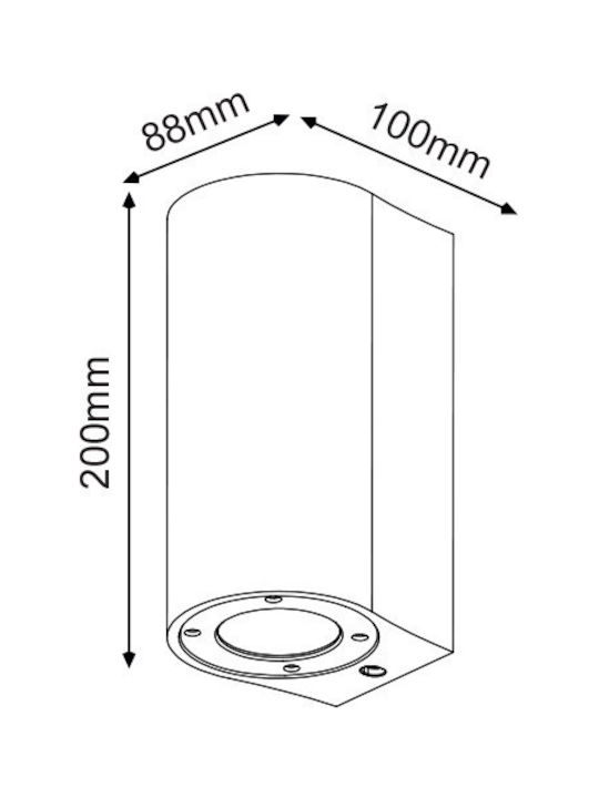 Aca Wall-Mounted Outdoor Spot Light GU10 IP65 Double Beam 10x20εκ.
