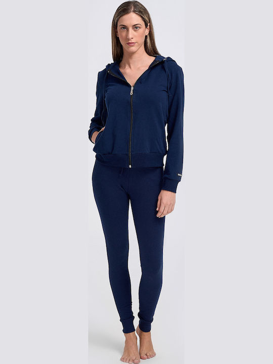 Women's Sweatshirt Jacket Hooded Navy Blue
