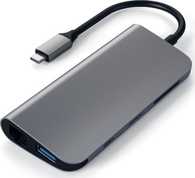 Satechi USB-C Stație de andocare cu HDMI 4K PD Ethernet Gri (ST-TCMM8PAM)