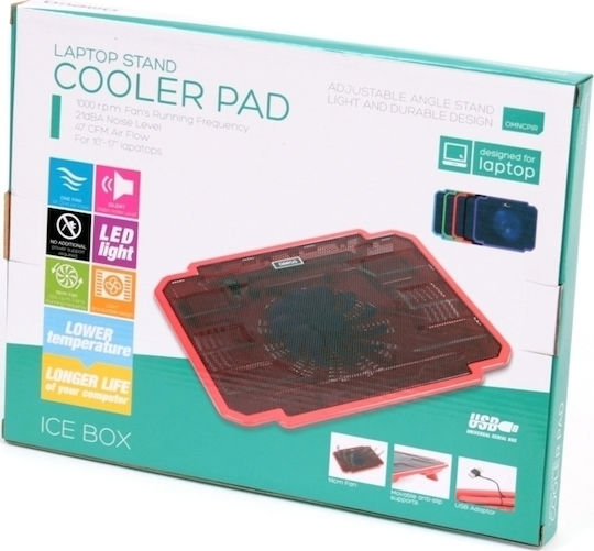 Omega Pad De Răcire Pentru Laptop Până La 17.3" Cu 1 Ventilator Și Iluminare Roșie