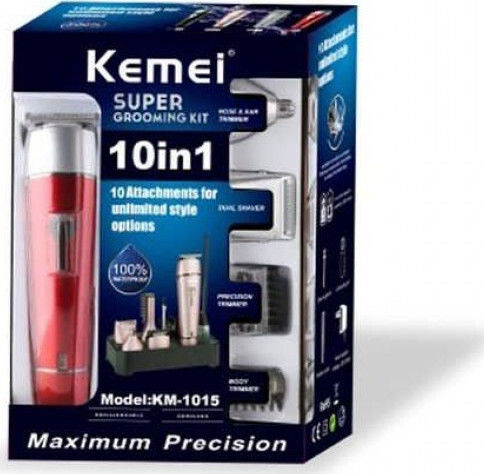 Kemei KM-1015 Set Rechargeable Hair Clipper Red KM-1015