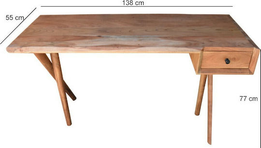 Desk made of Solid Wood Beige 138x55x77cm