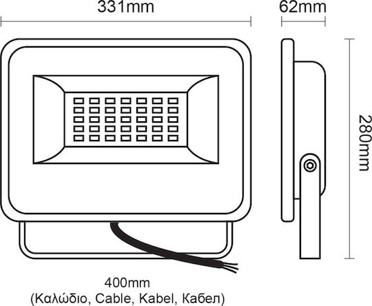 Aca Waterproof LED Flood Light 150W Natural White 4000K IP66