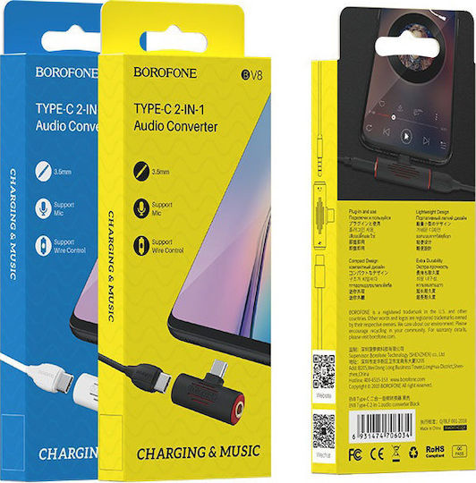 Borofone BV8 USB-C Männlich Zu 3.5mm USB-C Weiblich Konverter Schwarz 1 Stück