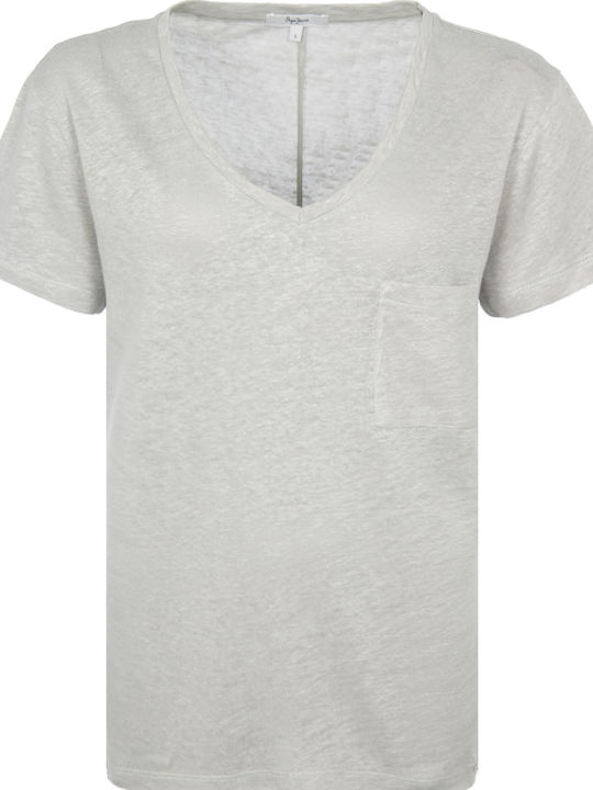 Pepe Jeans Teresa Damen T-shirt mit V-Ausschnitt Gray