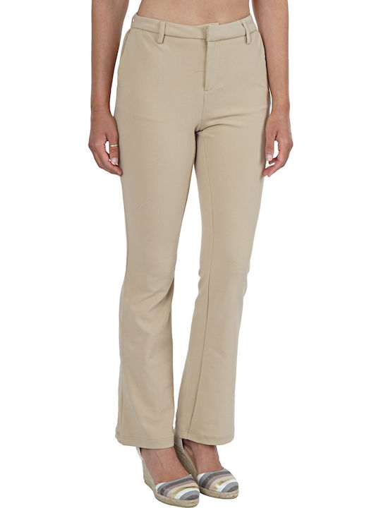 Only Women's Fabric Trousers Flare in Slim Fit Beige