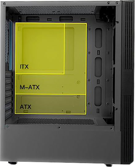 Armaggeddon Tesseract Core 3 Gaming Middle Tower Carcasă PC Cu Deschidere Laterală Neagră