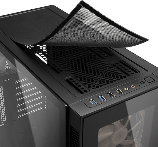 Sharkoon TG5 Pro RGB Геймърско бюро Midi Tower Компютърна кутия със страничен прозорец Черен