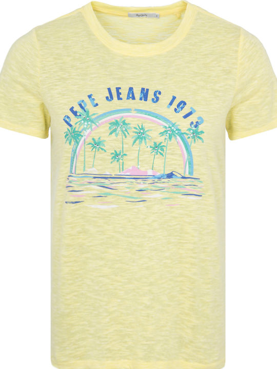 Pepe Jeans Elaine Women's T-shirt Floral Yellow